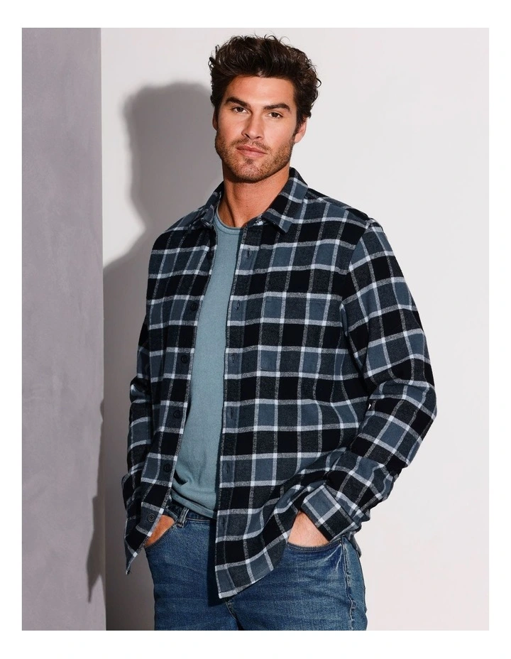 Catani Check Long Sleeve Shirt in Blue