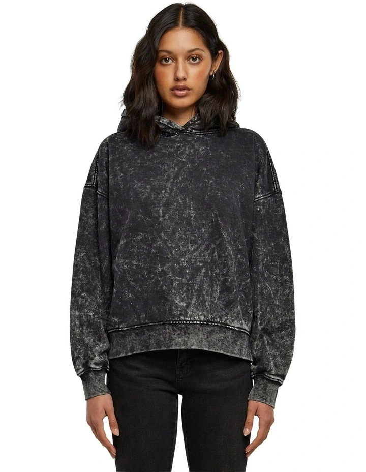 Oversized Towel Washed Hoody in Black