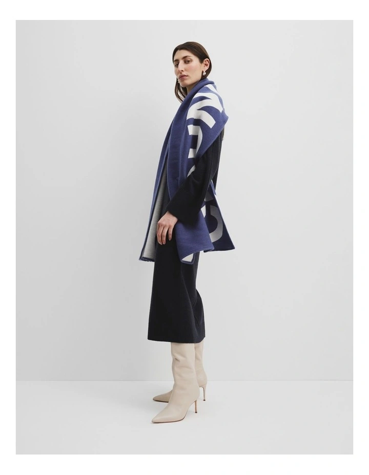 Branded Logo Scarf in Deep Navy