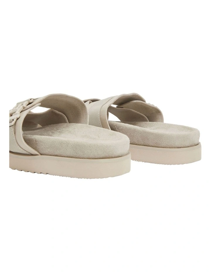 Cleated Leather Slide in Stone