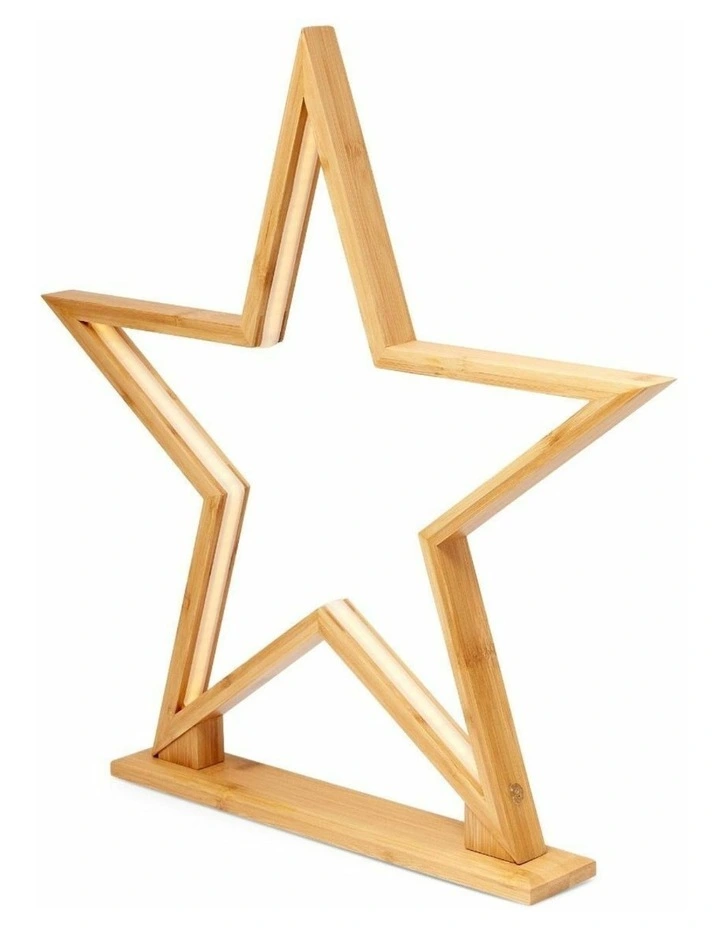 Large Bamboo Star LED Table Lamp Lights 2x52cm in Natural