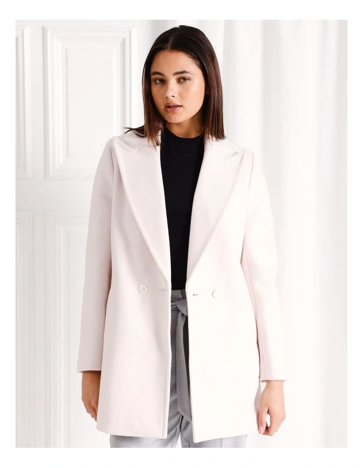 Recycled Blend Double Breasted Short Coat in Dusty Pink