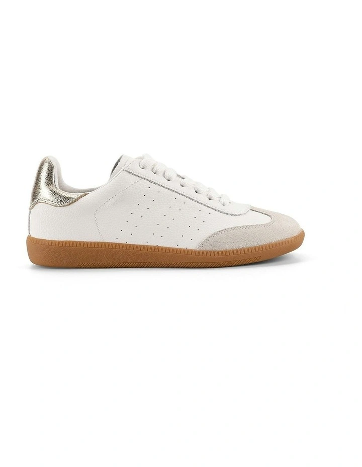 Sutton Cupsole Sneaker in White/Gold Leather