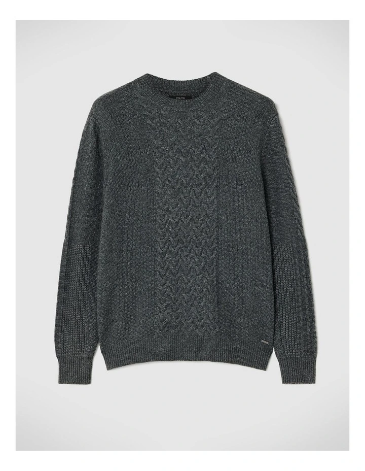 Heavyweight Chunky Design With Contrast Cable Knit in Charcoal