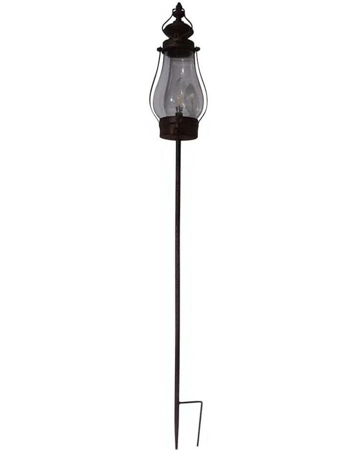 Garden Lantern on Stake With Battery LED Light in Brown