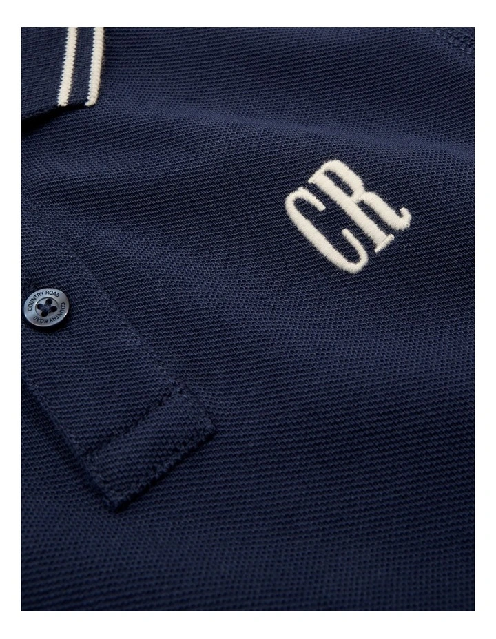 Organically Grown Cotton Logo Polo Shirt in Navy