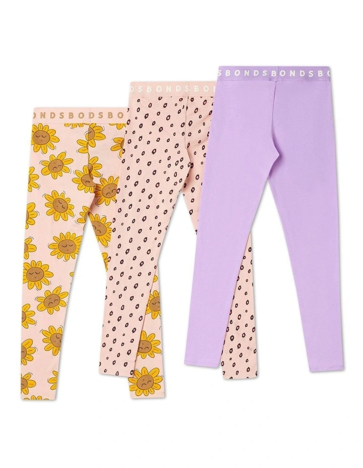 Next Gen Legging 3 Pack Print (Sizes 3-7) in Sleepy Sunflower