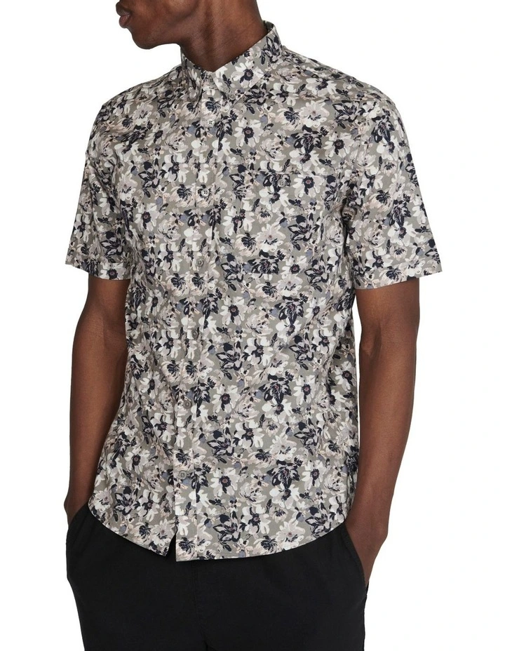 Trostol Floral Short Sleeve Shirt in Walnut