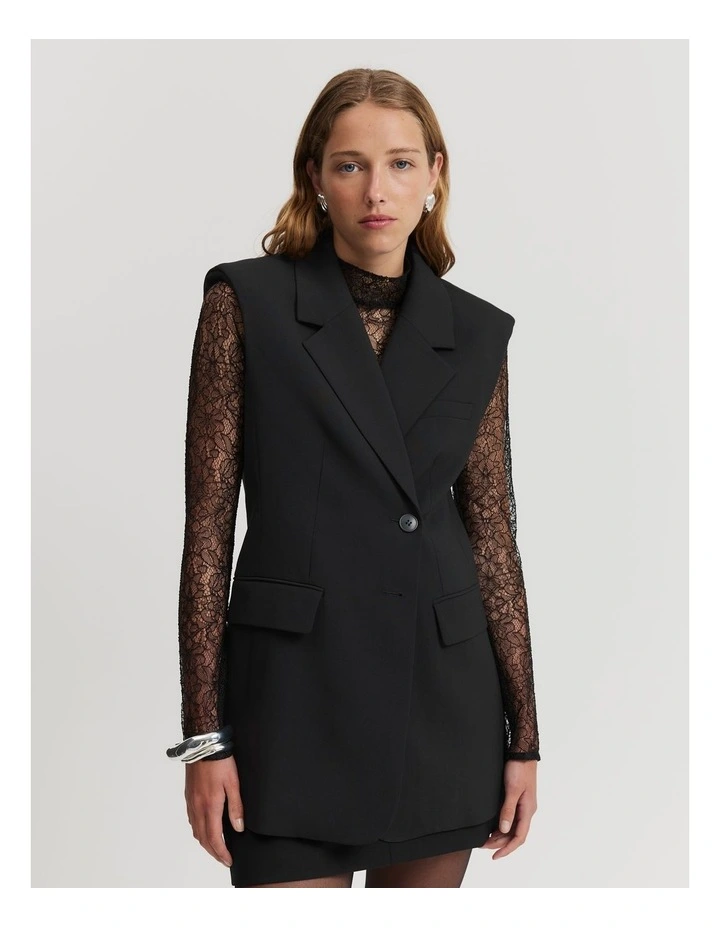 Wool Single-Breasted Vest in Black