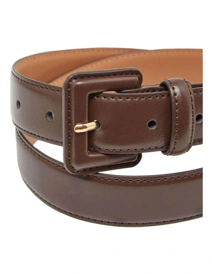 Claris Covered Buckle Belt in Chocolate Brown