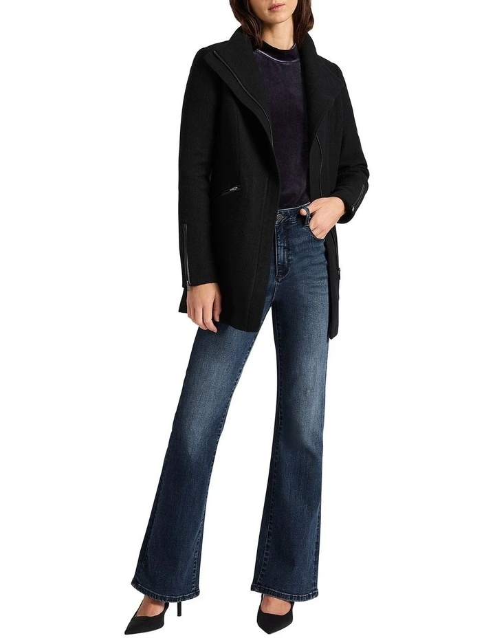 Rose Felted Wool Coat in Black