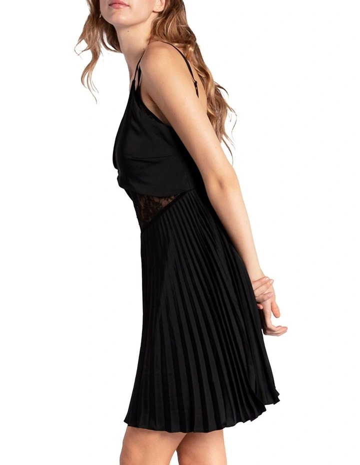 Feel It Still Lace Trim Mini Dress in Black