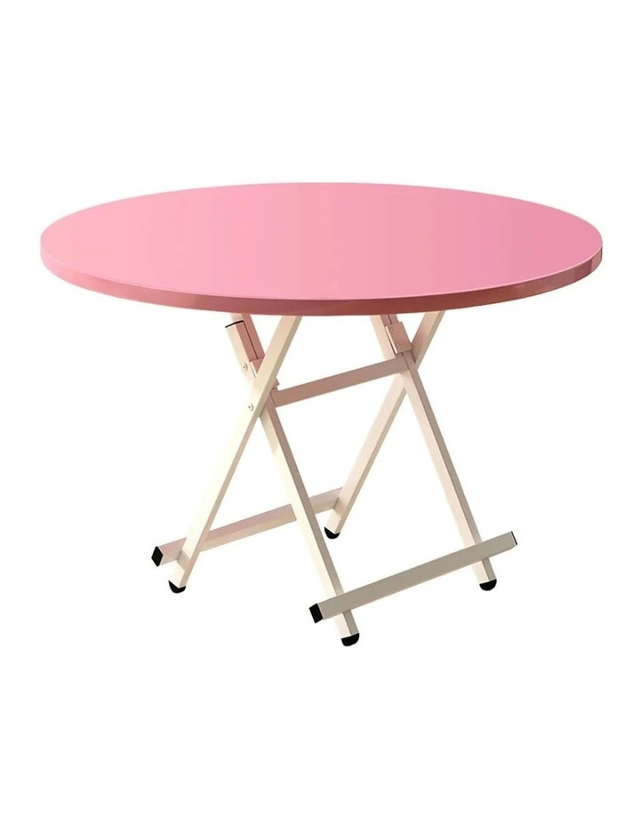 Portable Round Folding Dining Table in Pink
