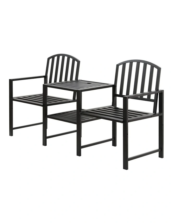 Outdoor Steel Table Garden Bench in Black