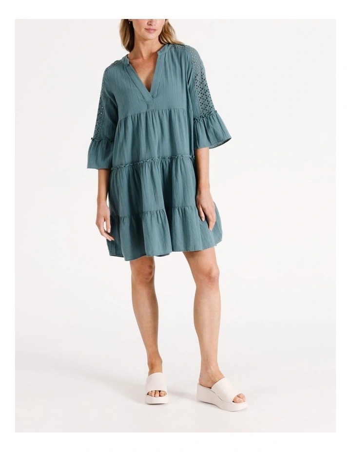Must Have Embroidered Cotton Dress in Green