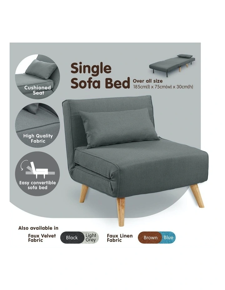 Adjustable Corner Sofa Lounge Linen Bed Seat Dark Grey