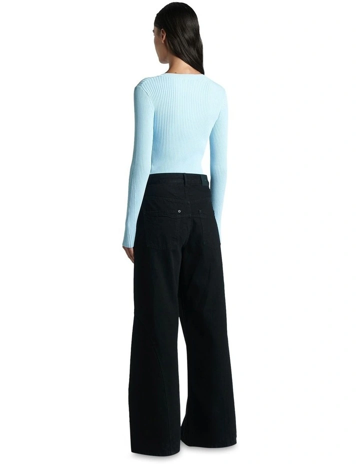 Contour Rib Knit Top in Ice