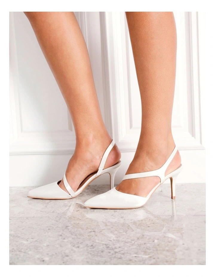 Daniella Heeled Shoe in White Satin