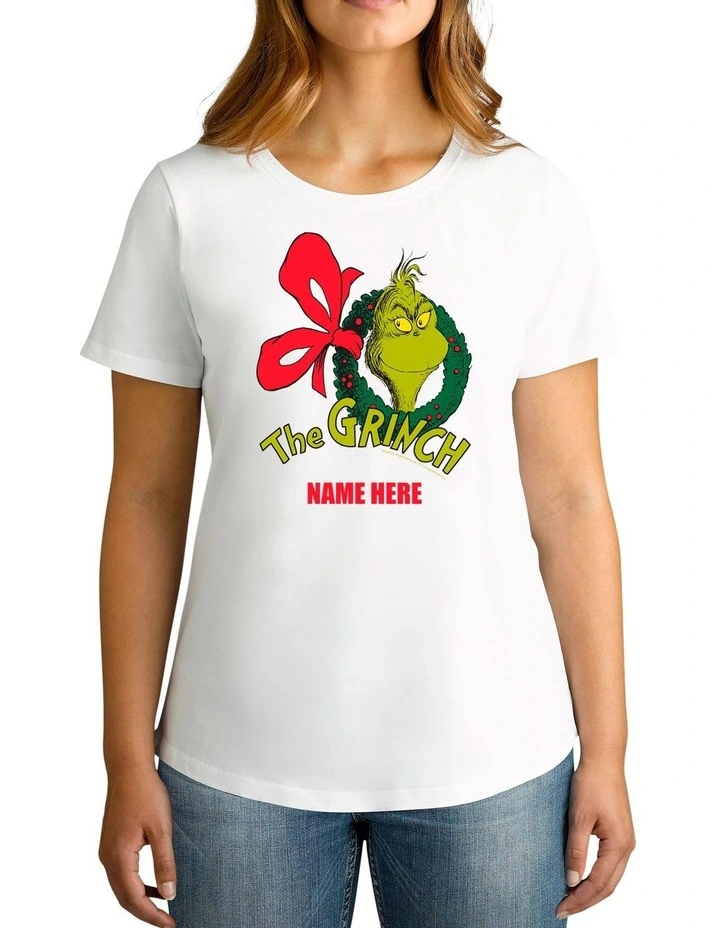 Women's Dr.Seuss The Grinch Xmas Personalised Cotton T Shirt