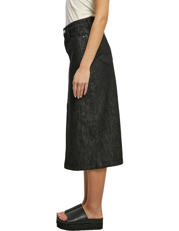 Midi Denim Skirt in Black