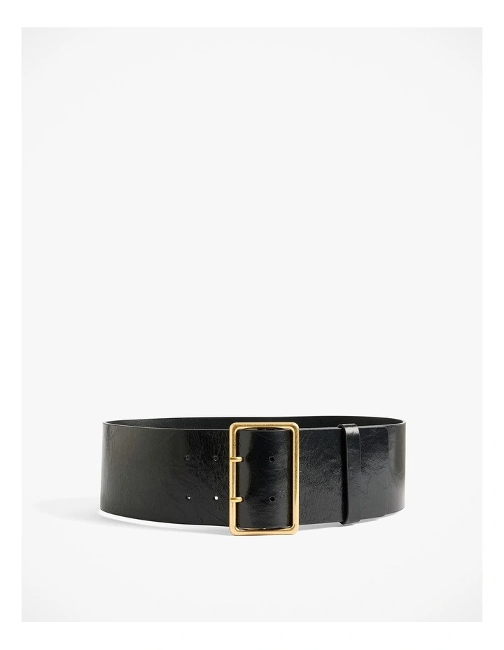 Wide Fastened Belt in Black