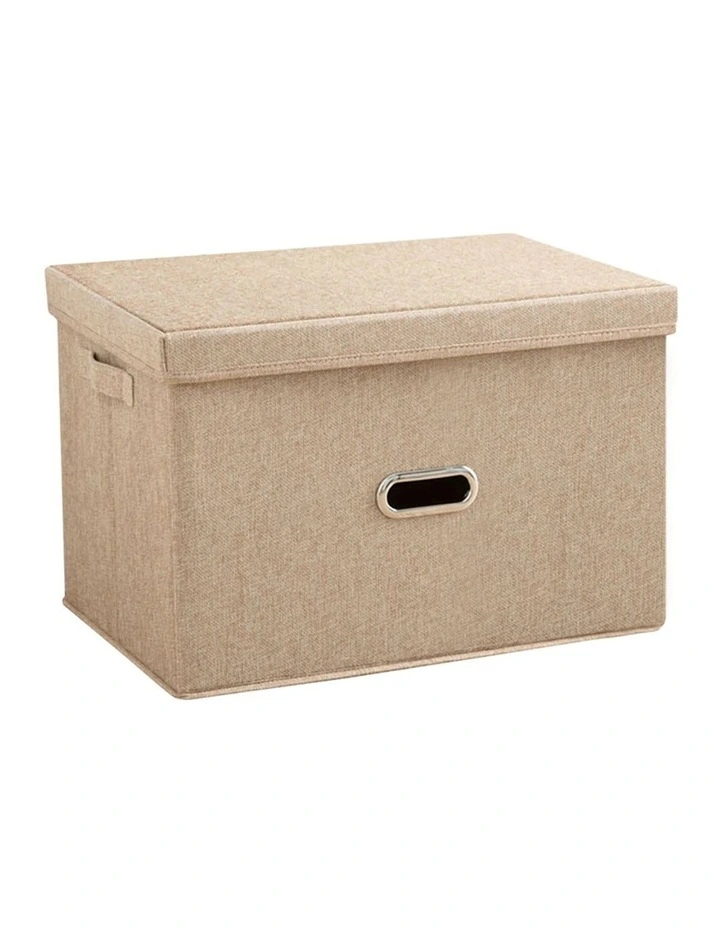 Small Foldable Canvas Storage Box in Beige