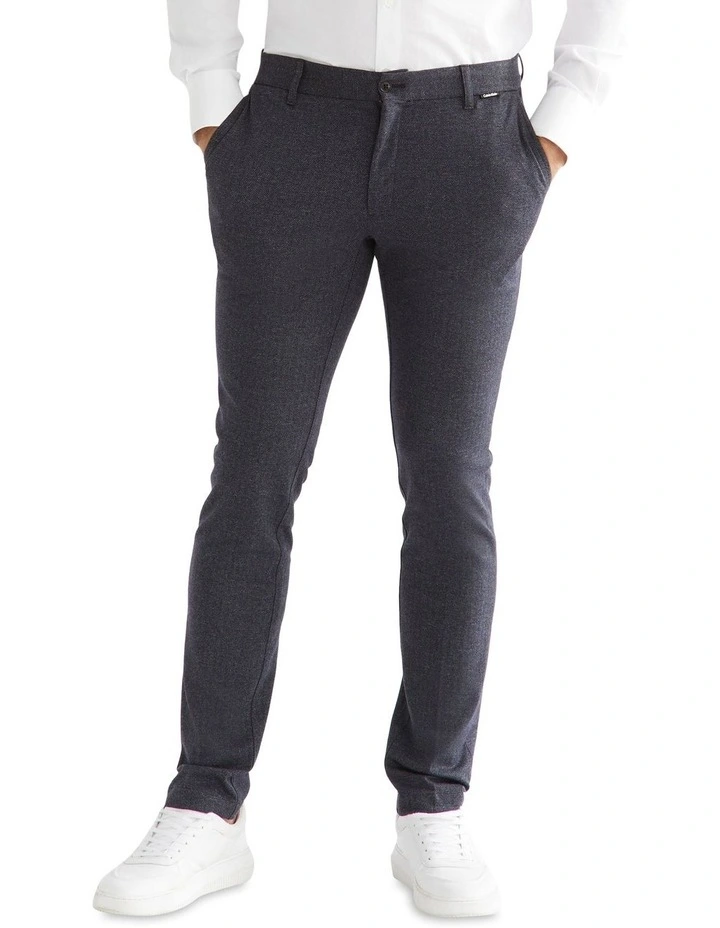 X Slim Herringbone Knit Trouser in Navy