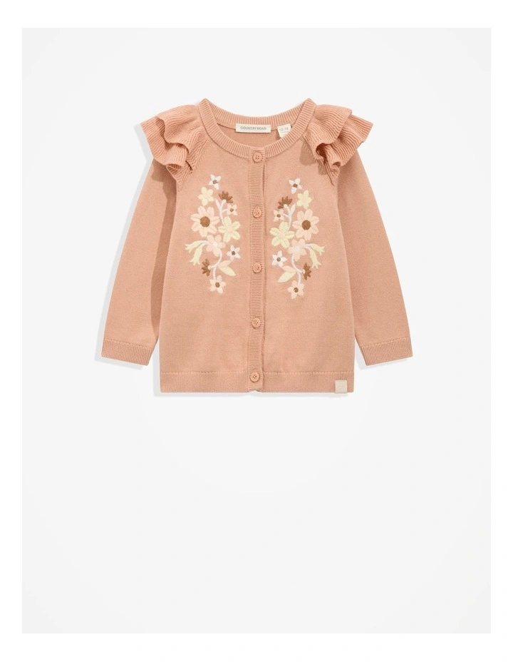 Embroidered Knit Cardigan in Cinnamon
