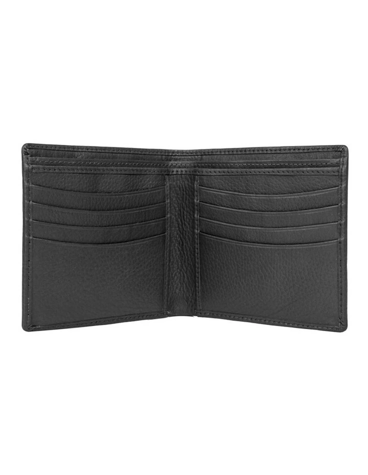 RFID Pebble Grain Leather Billfold Wallet in Black
