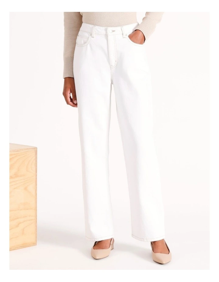 Organic Blend Relaxed Straight Jean in Ivory