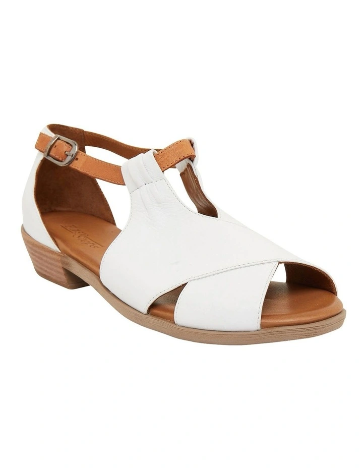 Laguna Sandals in White/Cognac Leather