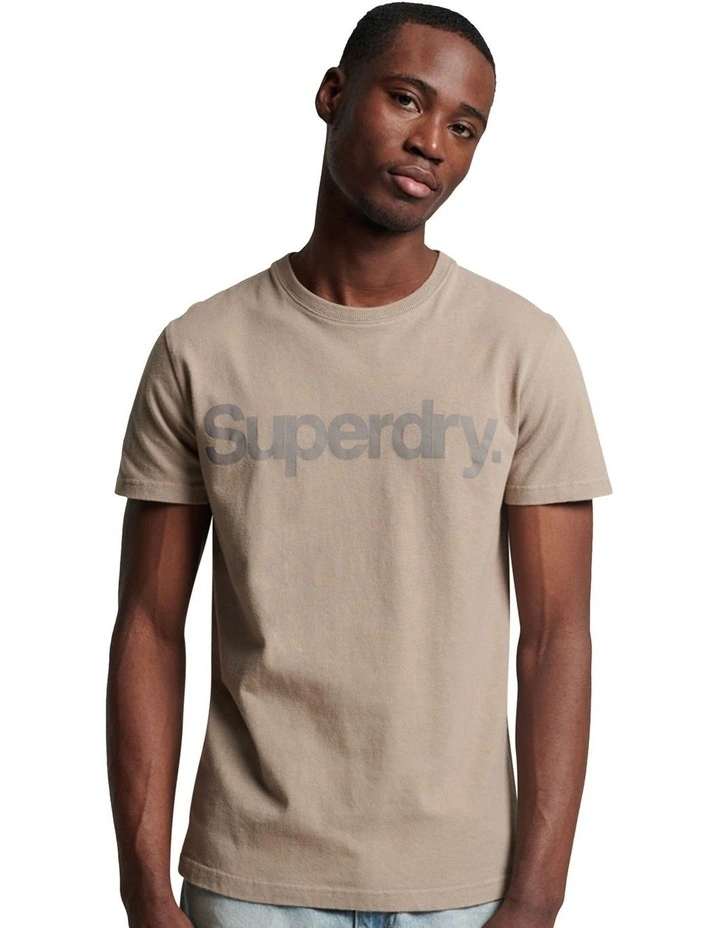 Core Logo T-Shirt in Stone Dark Grey