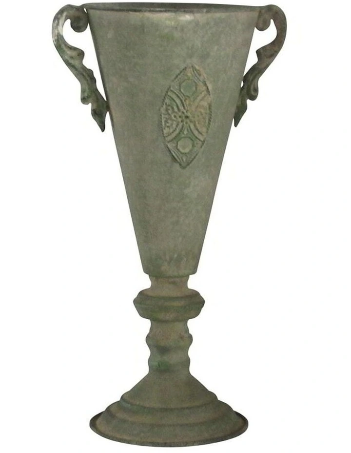 Tuscan Embossed Flute Urn With Handles 22x16.5x40cm in Distressed Taupe