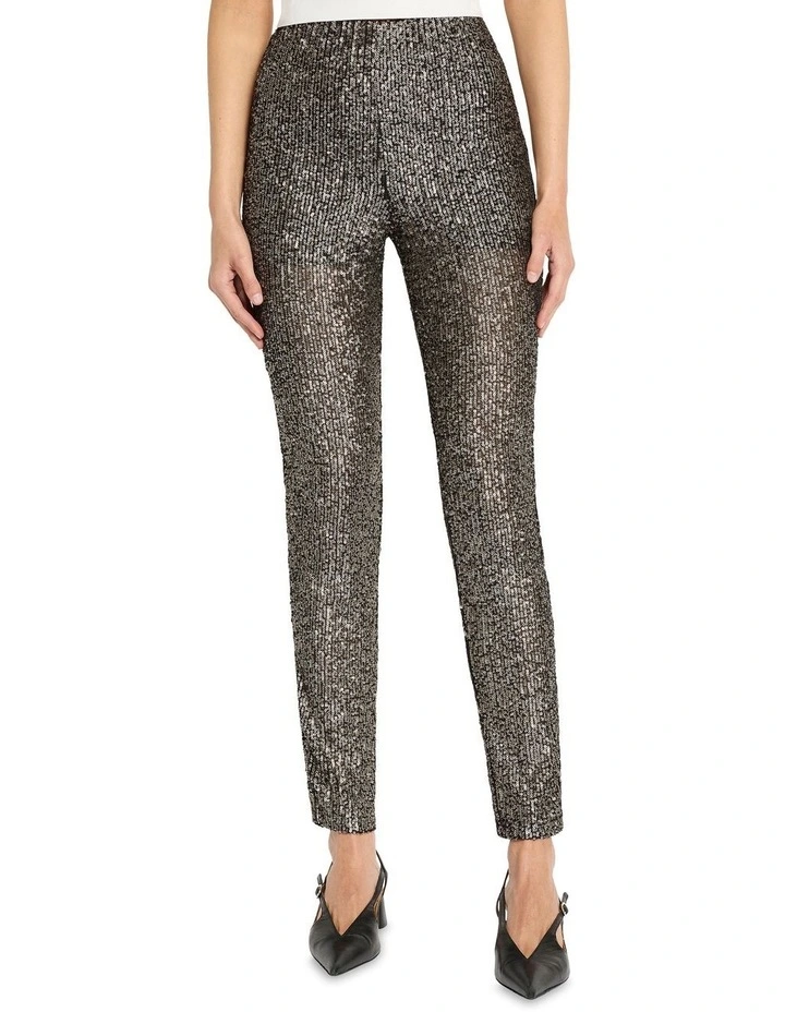 Lost In Space Sequin Legging in Tarnished Silver