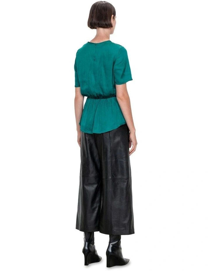 Drapey Satin Twist Top in Green