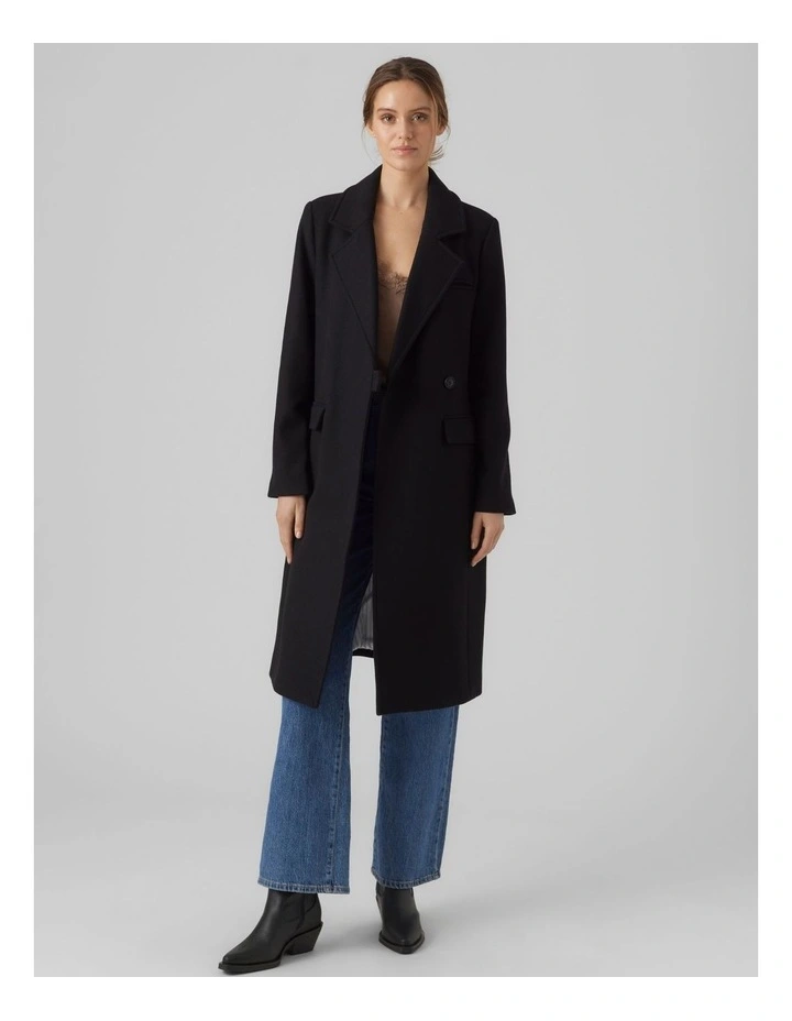 Reno Long Wool Coat in Black