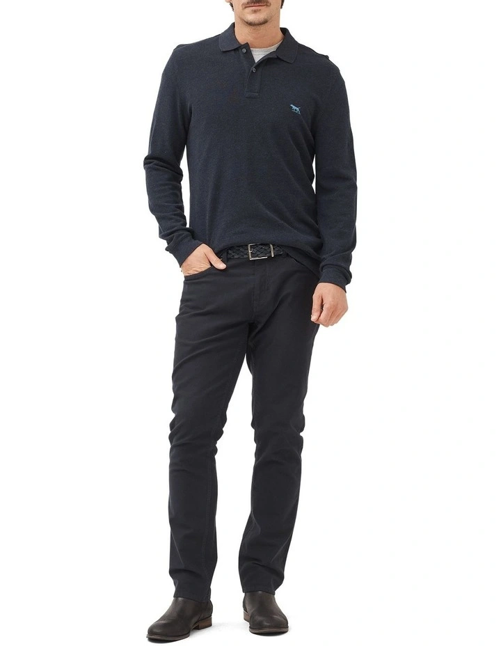 Long Sleeve Gunn Polo in Navy