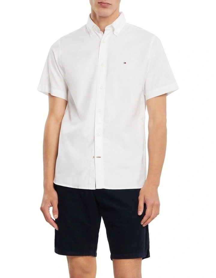 Flex Oxford Short Sleeve Shirt in White