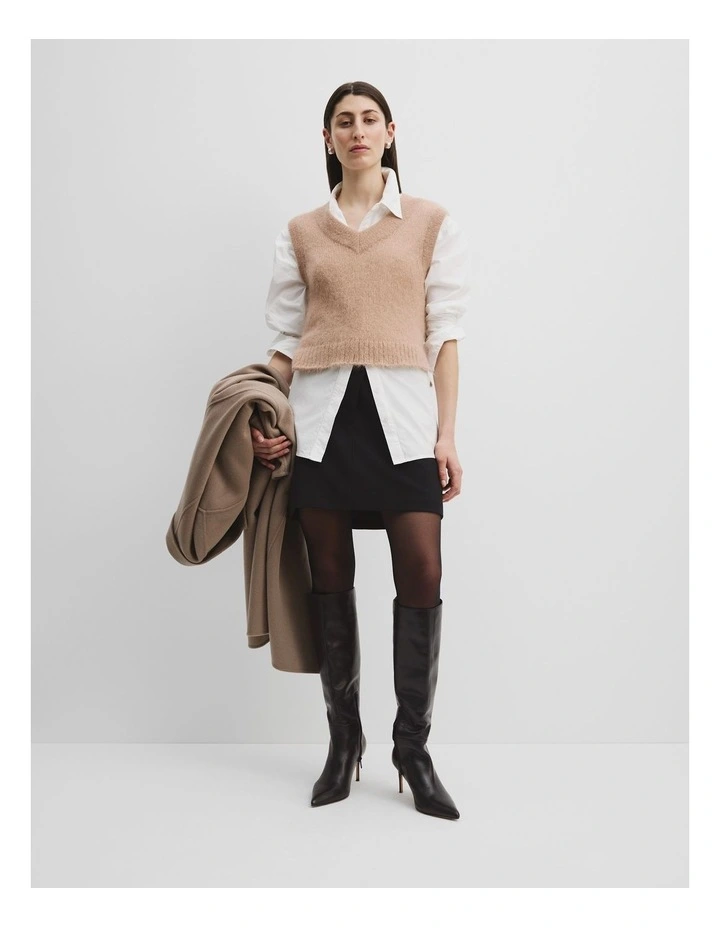 Fluffy Knit Vest in Dune