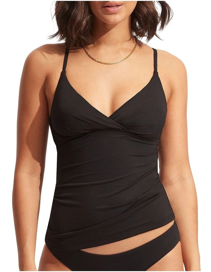 Collective Wrap Front Singlet In Black