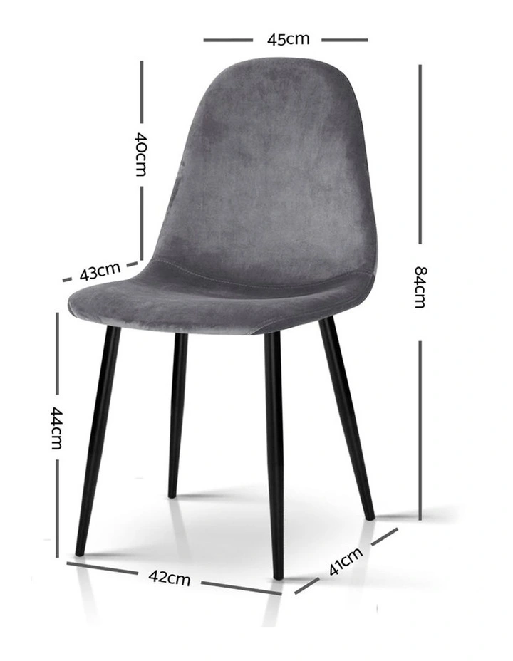 Dining Chairs Velvet Curved Slope Set of 4 in Grey