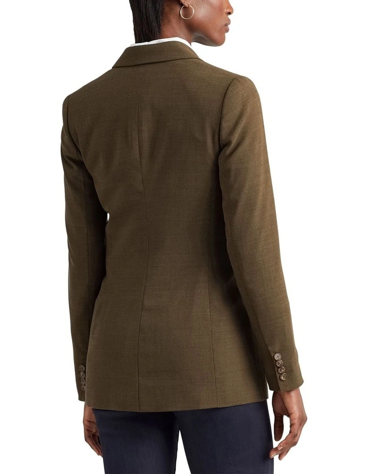 Double-Breasted Wool Crepe Blazer in Green