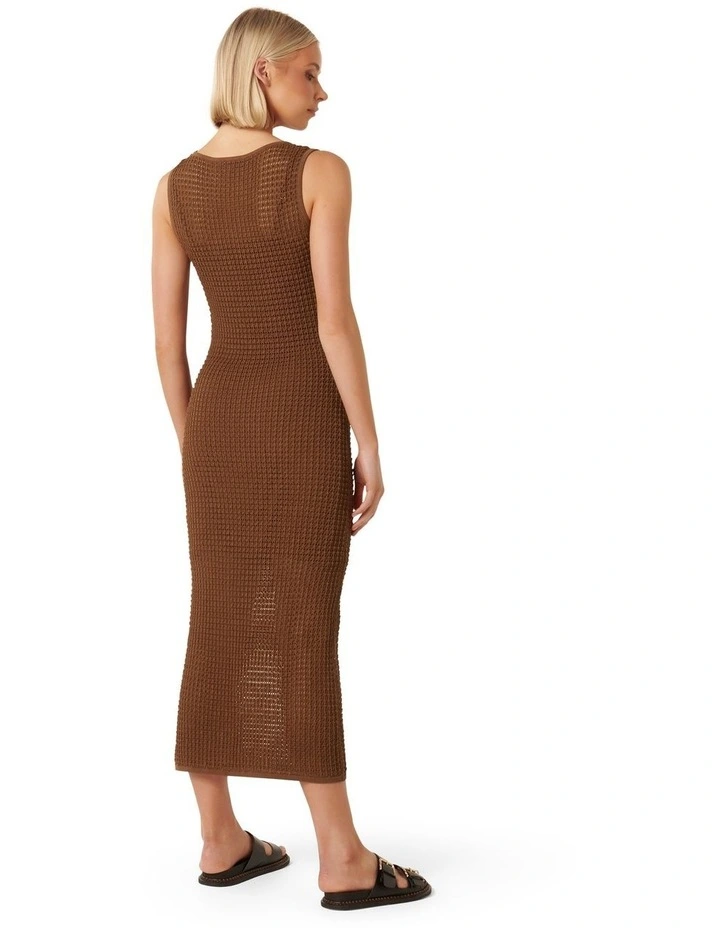 Paige Pointelle Knit Dress in Brown