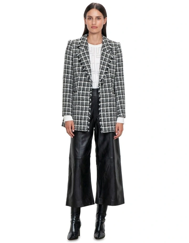 Check Tweed Coat in Black/White