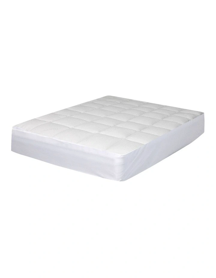 Single Luxury Bamboo Mattress Protector in White