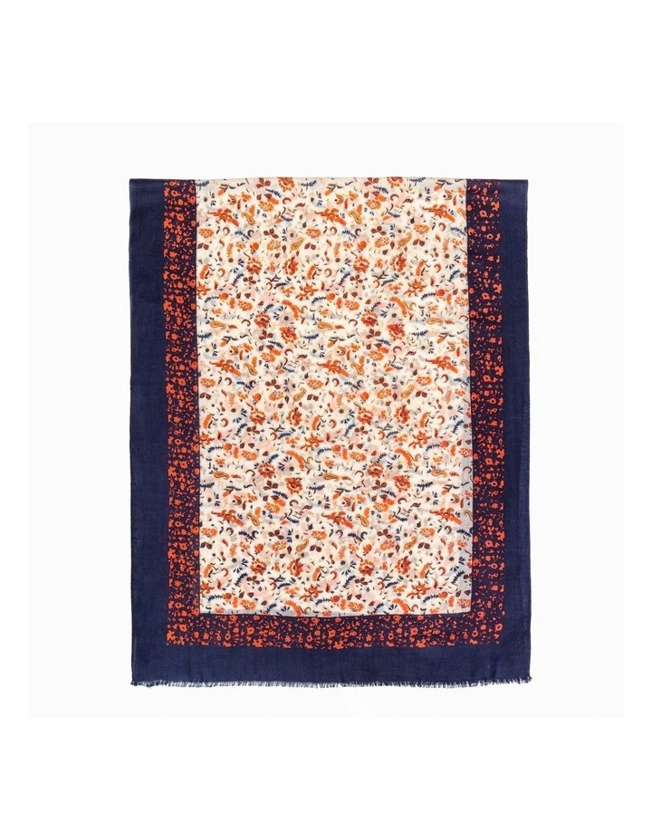 Australian Wool Print Scarf in Orange
