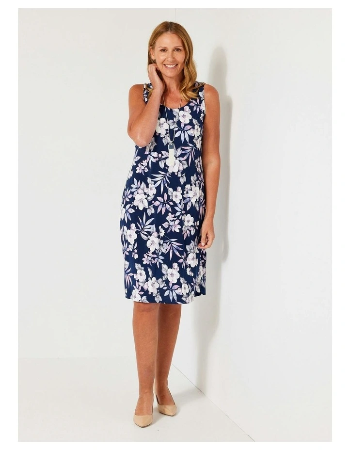 L'opera Sleeveless Print Dress in Navy