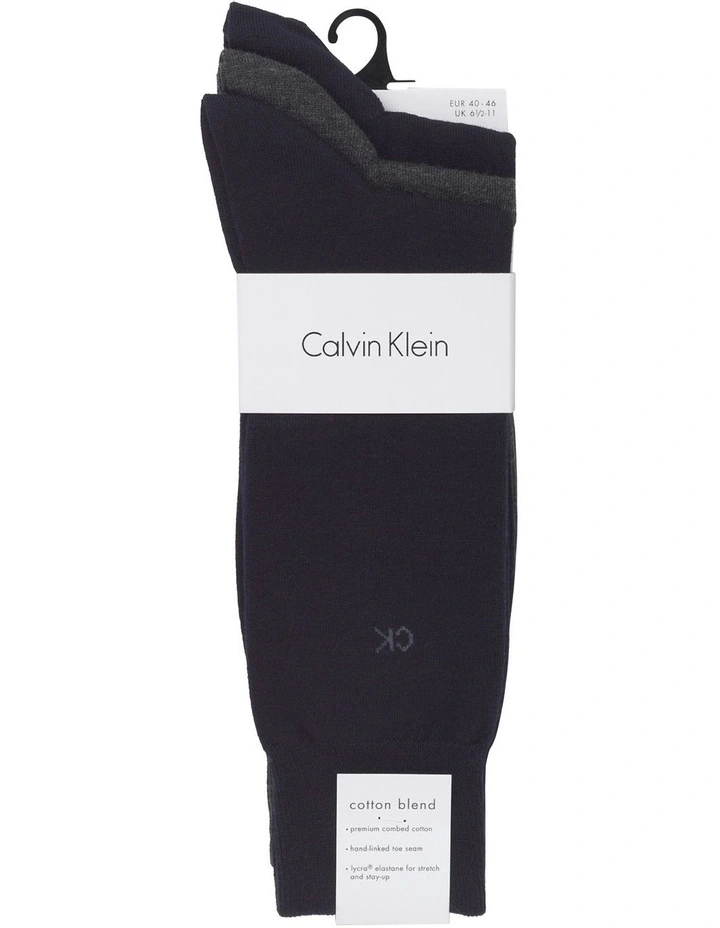 3-Pack Cotton Flat Knit Dress Socks