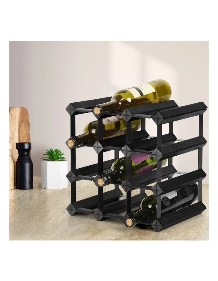 12 Bottle Wine Rack in Black
