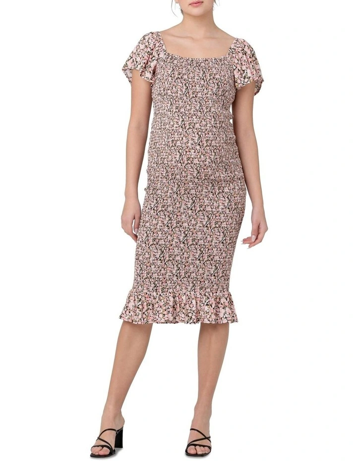Sophia Shirred Dress in Multi